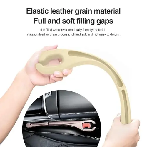 SSNNUU 2PCS Car Seat Gap Filler Organizer with Phone Holder,[Upgrade Version] Car Seat Gap Organizer for Prevent Falling,Essential Car Accessories Car Side Seat Gap Filler (Beige) - 5