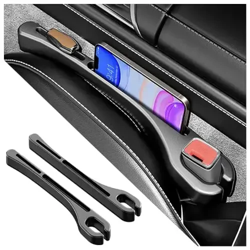 SSNNUU 2PCS Car Seat Gap Filler Organizer with Phone Holder,[Upgrade Version] Car Seat Gap Organizer for Prevent Falling,Essential Car Accessories Car Side Seat Gap Filler (Black) 