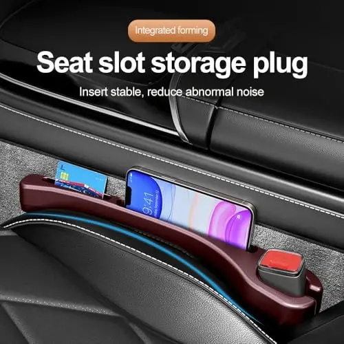 SSNNUU 2PCS Car Seat Gap Filler Organizer with Phone Holder,[Upgrade Version] Car Seat Gap Organizer for Prevent Falling,Essential Car Accessories Car Side Seat Gap Filler (Red) - 3