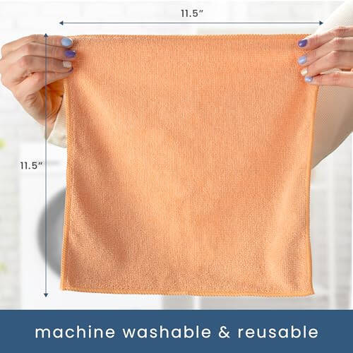 S&T INC. 50 ta Mikroto'qimali Tozalash Matosi, Uy uchun Sochiqlar, Mashinalar uchun Qayta ishlatiladigan Mikrofiber Sochiqlar, Tozalash Latta, Neytral Marjon, 11,5 dyuym x 11,5 dyuym, 50 dona. - 6