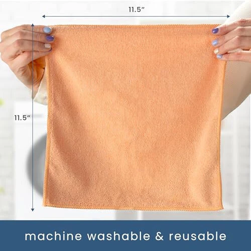 S&T INC. 50 Pack Microfiber Cleaning Cloth, Bulk Towels for Home, Reusable Microfiber Towels for Cars, Cleaning Rags, Neutral Coral, 11.5 Inches x 11.5 Inches, 50 Count - 6