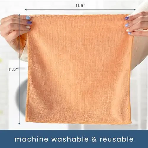 S&T INC. 50 Pack Microfiber Cleaning Cloth, Bulk Towels for Home, Reusable Microfiber Towels for Cars, Cleaning Rags, Neutral Coral, 11.5 Inches x 11.5 Inches, 50 Count - 6