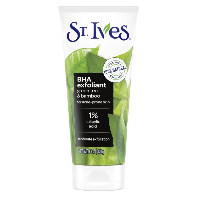 St. Ives Blackhead Clearing Exfoliating Face Scrub, Green Tea & Bamboo Facial Exfoliator 6 oz - 1