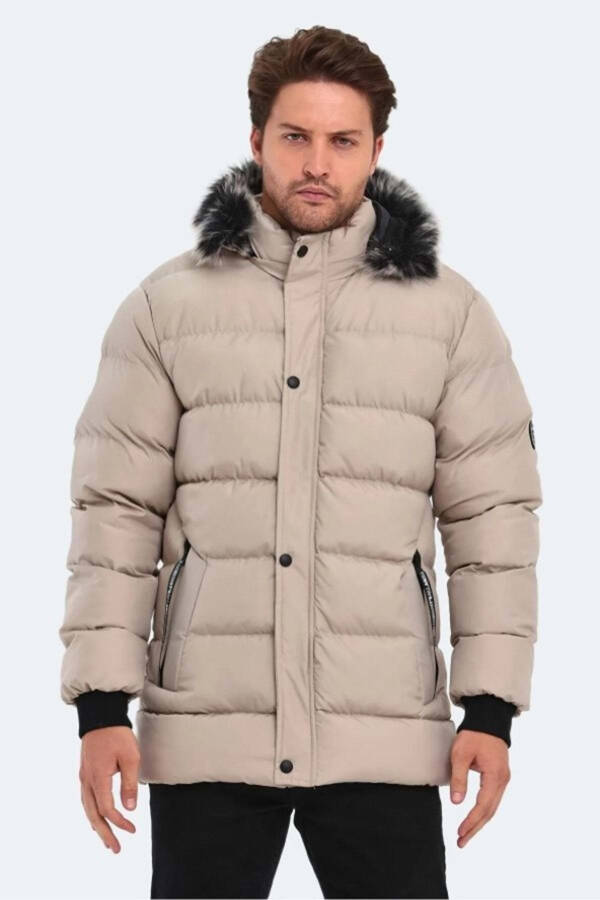 ST23JE027 Heck Men's Hooded Puffer Jacket - Slazenger - Stone - 1