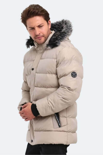 ST23JE027 Heck Men's Hooded Puffer Jacket - Slazenger - Stone - 3