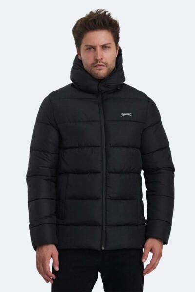 ST24JE026 Ganea Men's Puffer Hooded Jacket & Coat - Slazenger - Black - 1