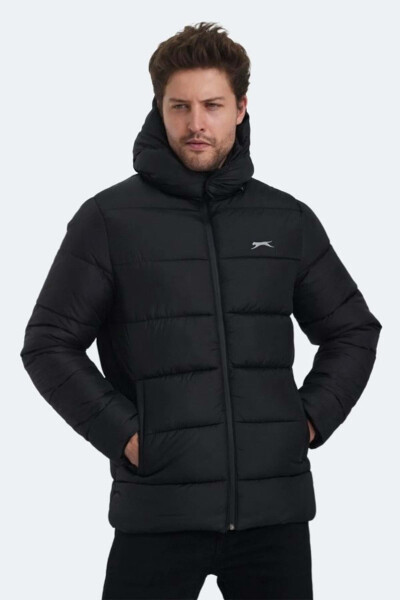 ST24JE026 Ganea Men's Puffer Hooded Jacket & Coat - Slazenger - Black - 2