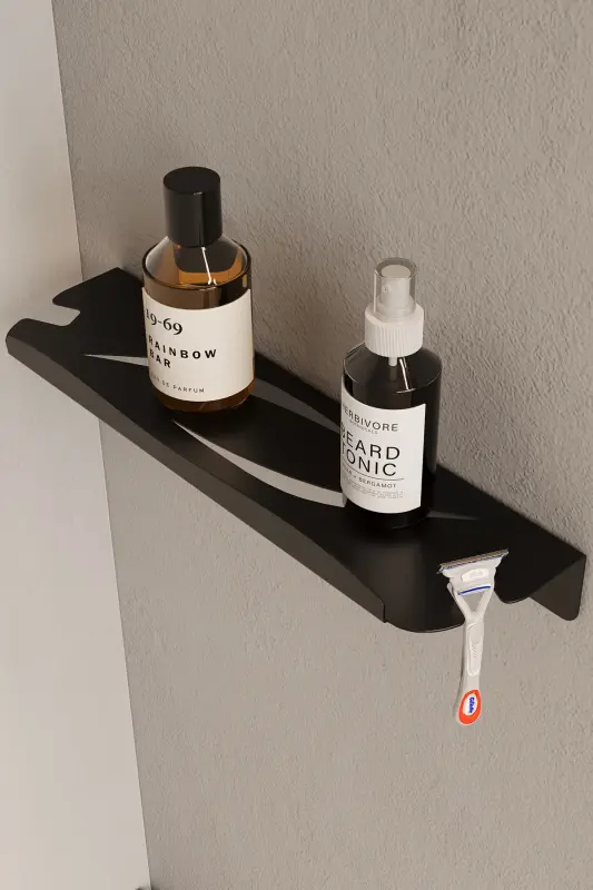 Stainless Steel Bathroom Shelf - Adhesive Shower Caddy Shampoo Shelf Matte Black Hanging Rack - 1