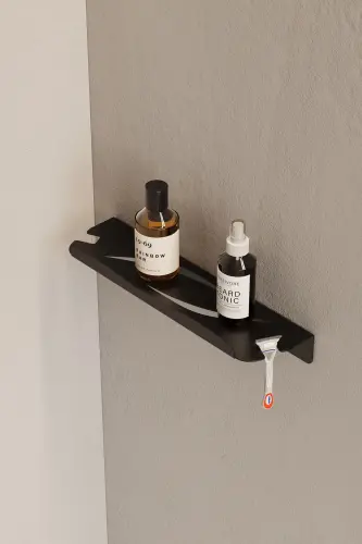 Stainless Steel Bathroom Shelf - Adhesive Shower Caddy Shampoo Shelf Matte Black Hanging Rack - 3