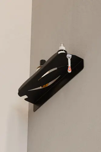 Stainless Steel Bathroom Shelf - Adhesive Shower Caddy Shampoo Shelf Matte Black Hanging Rack - 6