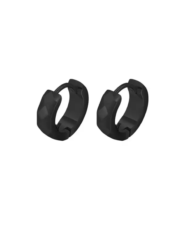 Stainless Steel Diamond Design Huggie Hoop Earrings - METALLO