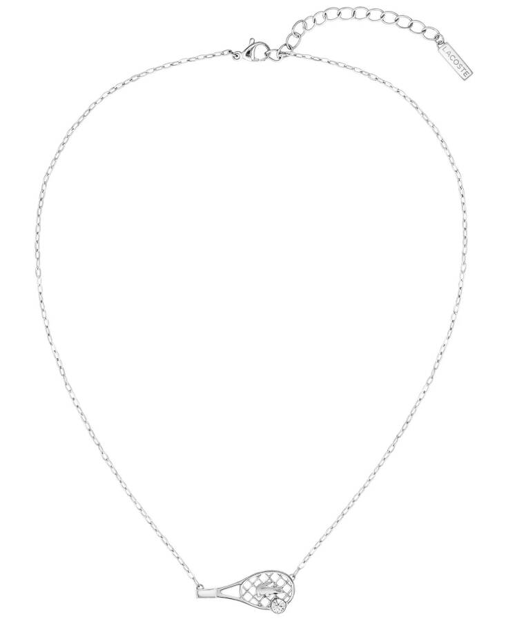 Stainless Steel Tennis Racket Necklace Silver - 1