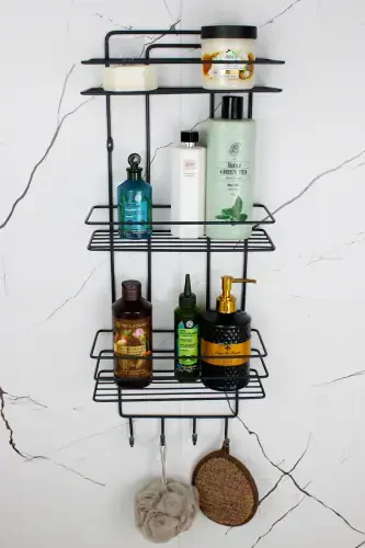 Stainless steel, thermo-plastic coated, corner shelf for the bathroom, shower, shampoo holder with adhesive lif hanger. - 4