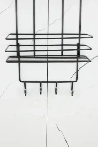 Stainless steel, thermo-plastic coated, corner shelf for the bathroom, shower, shampoo holder with adhesive lif hanger. - 6