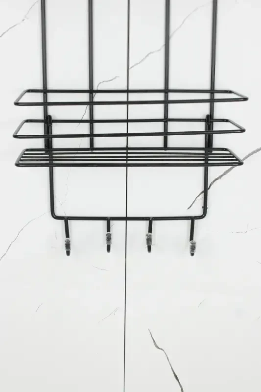 Stainless steel, thermo-plastic coated, corner shelf for the bathroom, shower, shampoo holder with adhesive lif hanger. - 6