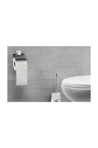 Stainless Steel Toilet Paper Holder with Adhesive Metal Cover, Chrome Finish - 3