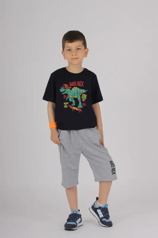 Stake-rex Printed Pocket Cotton Summer Boy's Suit - 3