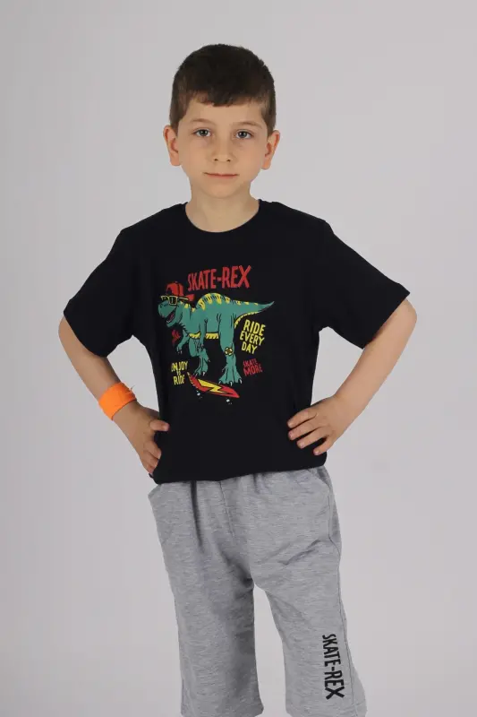 Stake-rex Printed Pocket Cotton Summer Boy's Suit - 4