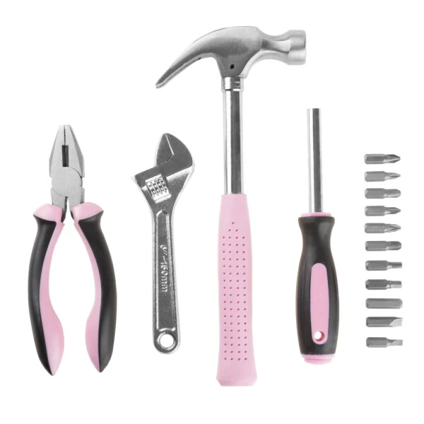 Stalwart 15-Piece Household Hand Tools Set with Carrying Case (Pink) - 3