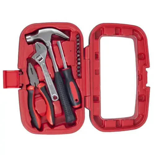 Stalwart 15PC Tool Set with Hammer, Multi-Bit Screwdriver, and More (Red) - 3