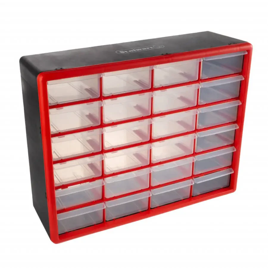 Stalwart 24 Plastic Drawers Organizer - Compartment Storage, Desktop and Wall Mount Container for Hardware, Parts, Crafts, Beads, and Tools (Red)- - 6