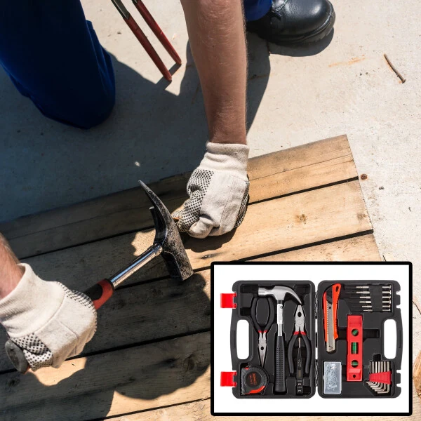 Stalwart Tool Kit - 102 Heat-Treated Pieces with Carrying Case - Essential Steel Hand Tool and Basic Repair Set for Apartments, Dorm, Homeowners - 5