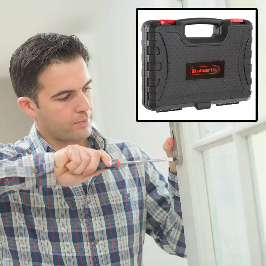 Stalwart Tool Kit - 102 Issiqlik bilan ishlov berilgan qismlar, tashish qutisi bilan - Asosiy po'lat qo'l asbobi va kvartiralar, yotoqxonalar, uy egalari uchun asosiy ta'mirlash to'plami - 6