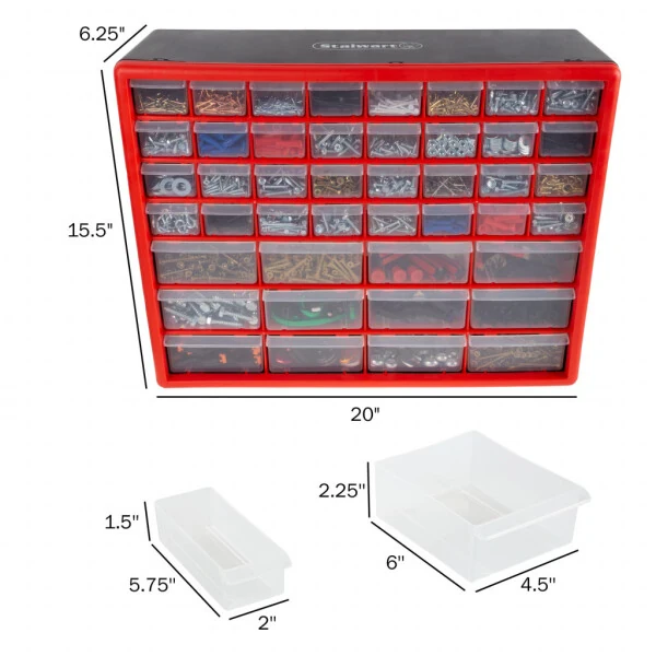 Stalwart Tool Storage Mountable& Durable Organizer(44 Drawers) - STALWART