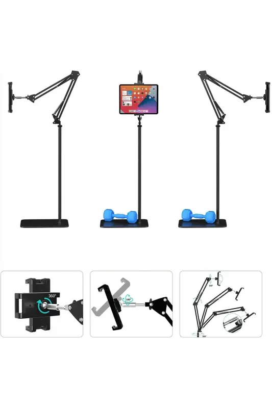 Stand Akıllı Tablet Telefon Tutucu 360 Derece Yükseklik Ayarlı Katlanabilir, Esnek Güçlendirilmiş-TB1 - 3