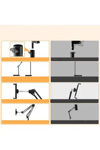 Stand Akıllı Tablet Telefon Tutucu 360 Derece Yükseklik Ayarlı Katlanabilir, Esnek Güçlendirilmiş-TB1 - 4