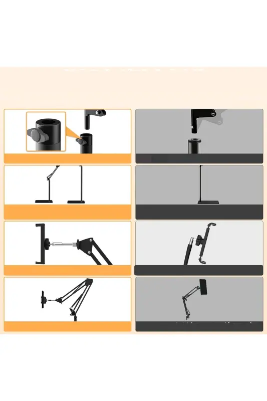 Stand Akıllı Tablet Telefon Tutucu 360 Derece Yükseklik Ayarlı Katlanabilir, Esnek Güçlendirilmiş-TB1 - 4