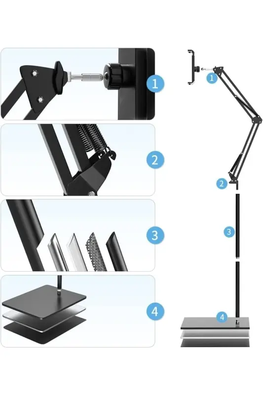 Stand Akıllı Tablet Telefon Tutucu 360 Derece Yükseklik Ayarlı Katlanabilir, Esnek Güçlendirilmiş-TB1 - 8