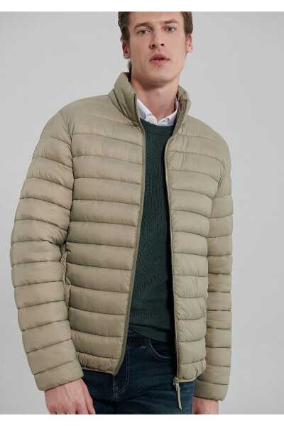 Stand collar beige puffer jacket (0110016-80062) - 1