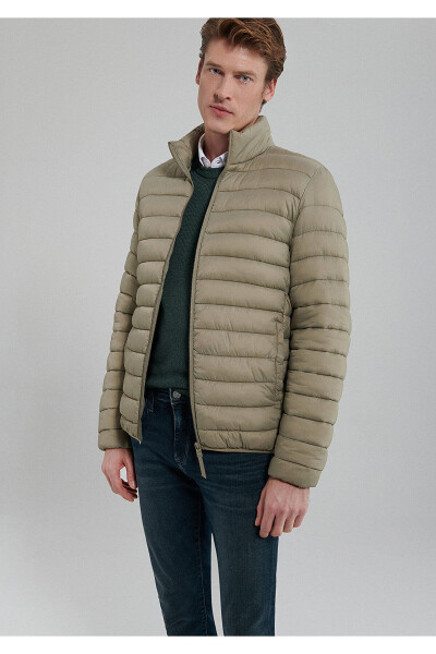 Stand collar beige puffer jacket (0110016-80062) - 2