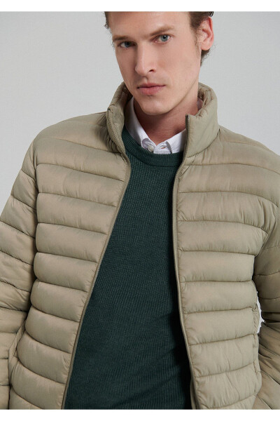 Stand collar beige puffer jacket (0110016-80062) - 3