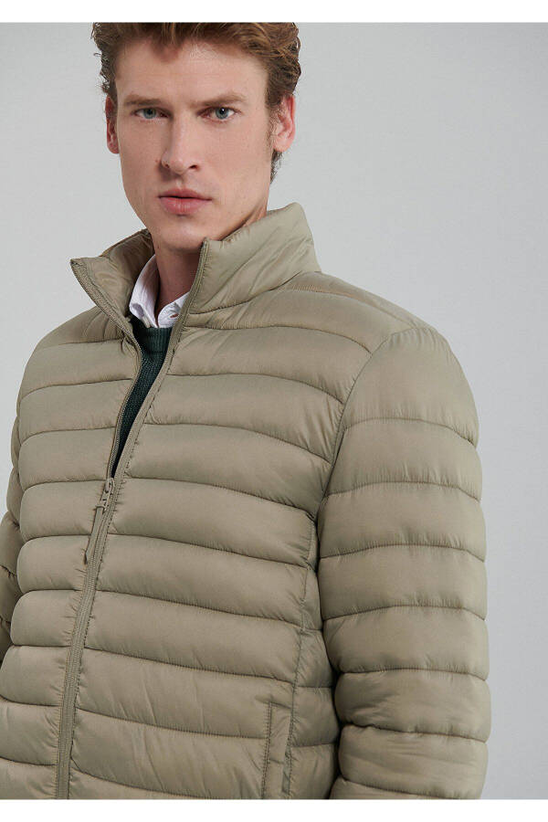 Stand collar beige puffer jacket (0110016-80062) - 5