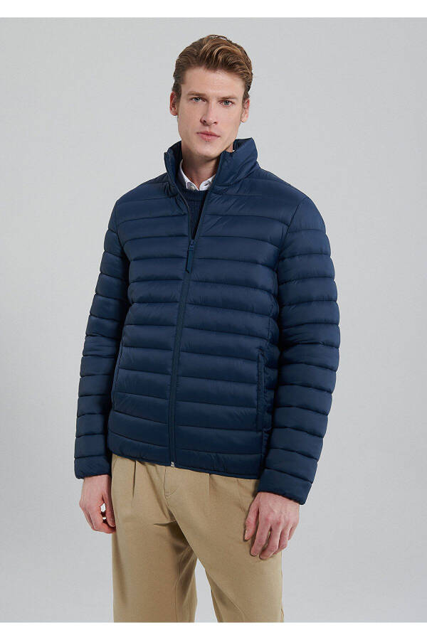 Stand collar, navy blue puffer jacket (0110016-80790) - 3