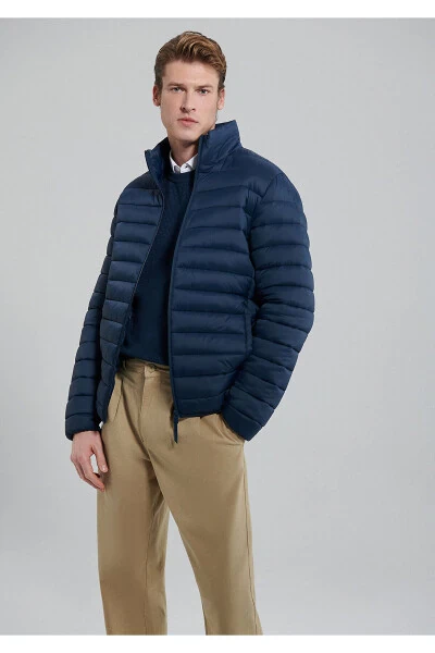 Stand collar, navy blue puffer jacket (0110016-80790) - Modazone (1)