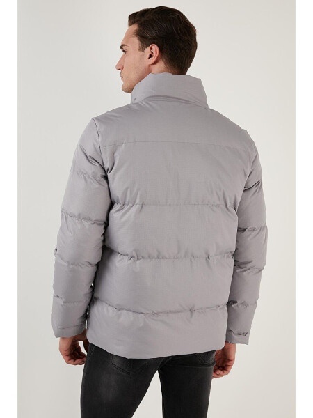 Stand Collar Zippered Waterproof and Windproof Slim Fit Puffer Jacket 649004 - 5