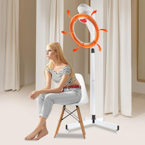 Stand Hair Dryer, 360° Orbiting Rotating Hair Processor, Professional Hairdryer Adjustable Height and Temperature,for Beauty Salons, Hair Salons, Or for Home Use to Care Hair and Spa,White - 7