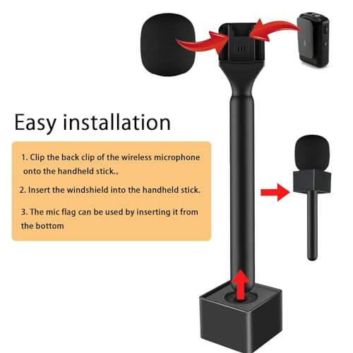 Stand Holder Mic Flag for DJI Mic 1/2 / Rode Wireless GO II Handle Wireless Interview Lavalier Microphone Adapter Handheld Mount for Osmo Pocket 3 Mic 2 Transmitter/Hollyland Lark M1 /Synco/Movo - 4