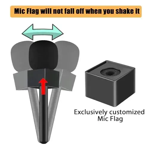 Stand Holder Mic Flag for DJI Mic 1/2 / Rode Wireless GO II Handle Wireless Interview Lavalier Microphone Adapter Handheld Mount for Osmo Pocket 3 Mic 2 Transmitter/Hollyland Lark M1 /Synco/Movo - 4