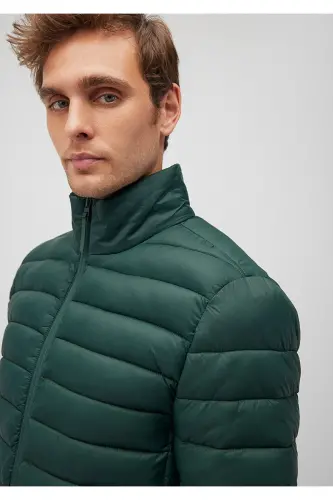 Stand-up Collar Green Puffer Jacket 0110016-89163-Dark Green - 6