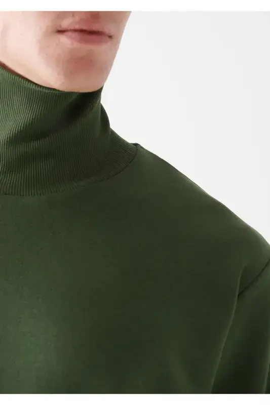 Stand-up Collar Green Sweatshirt 0610965-71585-Green - 5