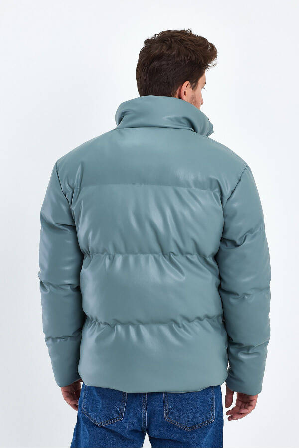 Stand-up Collar Leather Padded Jacket AF-K50641PRM-Green - 7