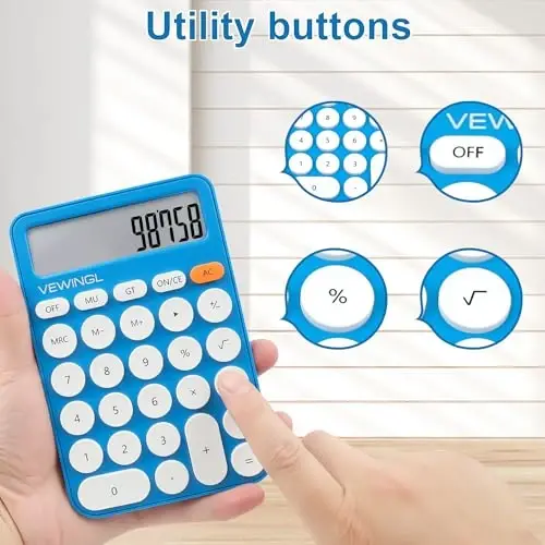Standard Calculator 12 Digit,6.2 * 4.2in Desktop Large Display and Buttons,Calculator with Large LCD Display for Office,School, Home & Business Use,Automatic Sleep,15 °Tilt Screen - VEWINGL (1)