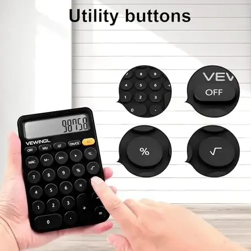Standard Calculator 12 Digit,6.2 * 4.2in Desktop Large Display and Buttons,Calculator with Large LCD Display for Office,School, Home & Business Use,Automatic Sleep,15 °Tilt Screen - 2