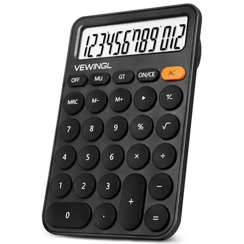 Standard Calculator 12 Digit,6.2 * 4.2in Desktop Large Display and Buttons,Calculator with Large LCD Display for Office,School, Home & Business Use,Automatic Sleep,15 °Tilt Screen - VEWINGL