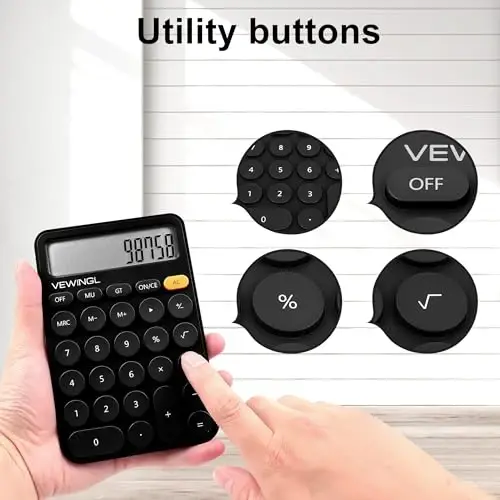 Standard Calculator 12 Digit,6.2 * 4.2in Desktop Large Display and Buttons,Calculator with Large LCD Display for Office,School, Home & Business Use,Automatic Sleep,15 °Tilt Screen - VEWINGL (1)