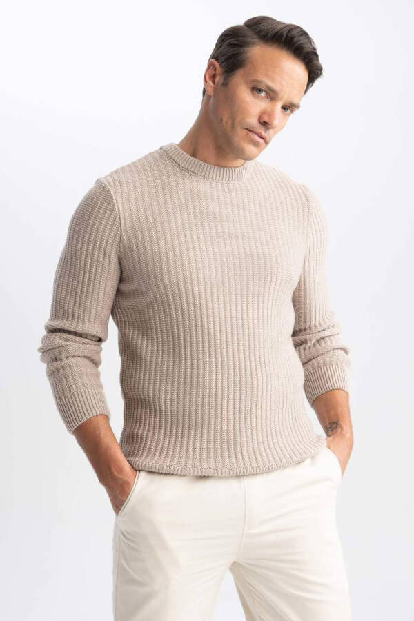 Standard Fit Crew Neck Waffle Sweater Vison - 11